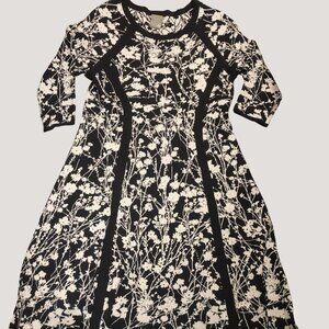 Taylor Size Large Womens Floral Print Black  White Dress Large Rayon Polyester